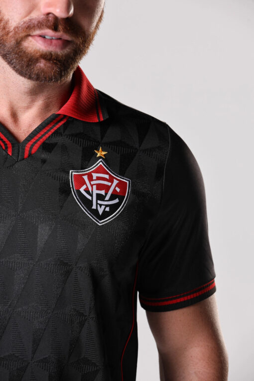 Camisa Plus Jogo 3 2025 Esporte Clube Vitória Masculina Preta Volt - Image 3
