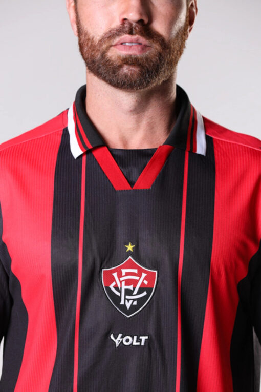 Camisa Anos 90 Esporte Clube Vitória Masculino Rubro Negro Volt - Image 4
