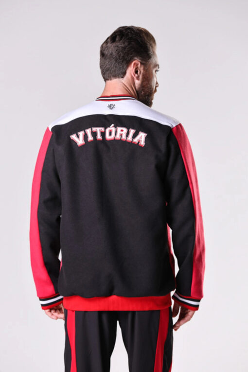 Jaqueta College Anos 90 Esporte Clube Vitória Masculino Rubro Negro Volt - Image 2
