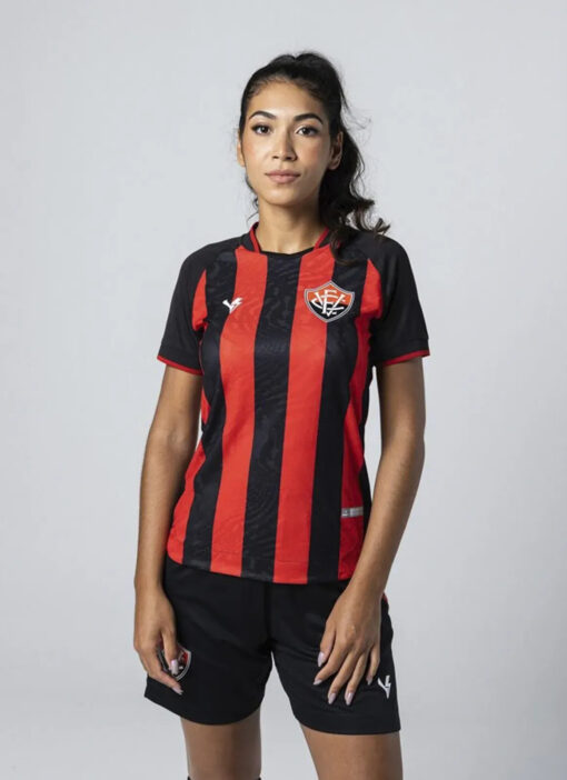 Camisa Jogo 1 Vitória 2023 Preta e Vermelha Feminina Volt