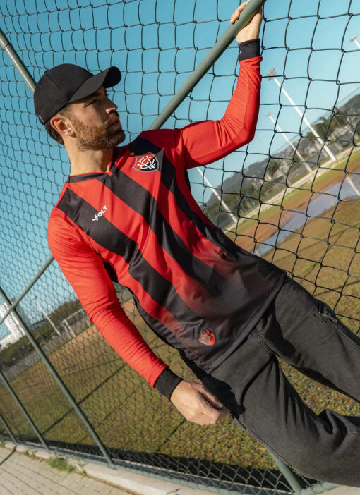 Camisa Jogo 1 Manga Longa Vitória Vermelha e Preta Masculina Volt - Image 2