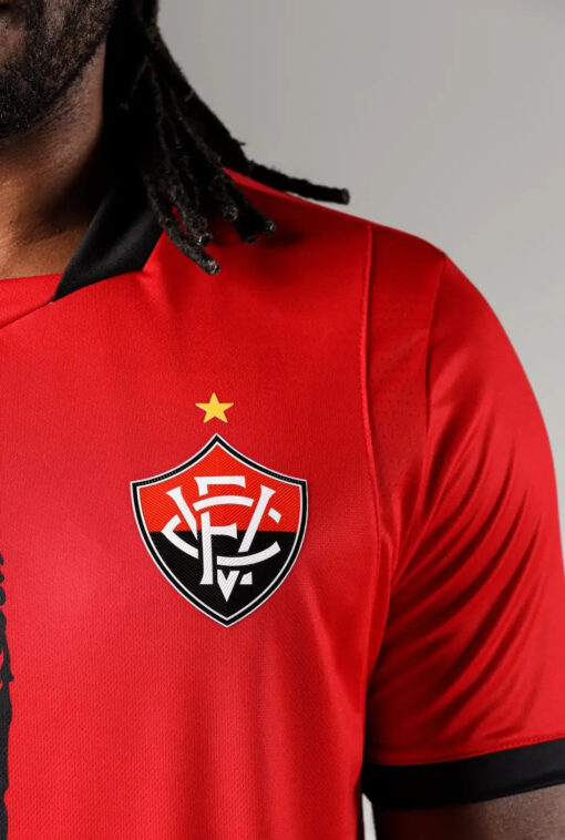 Camisa Copa Do Nordeste 2025 Vitória Masculino Vermelho e Preto Volt - Image 6