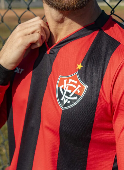 Camisa Jogo 1 Manga Longa Vitória Vermelha e Preta Masculina Volt - Image 3