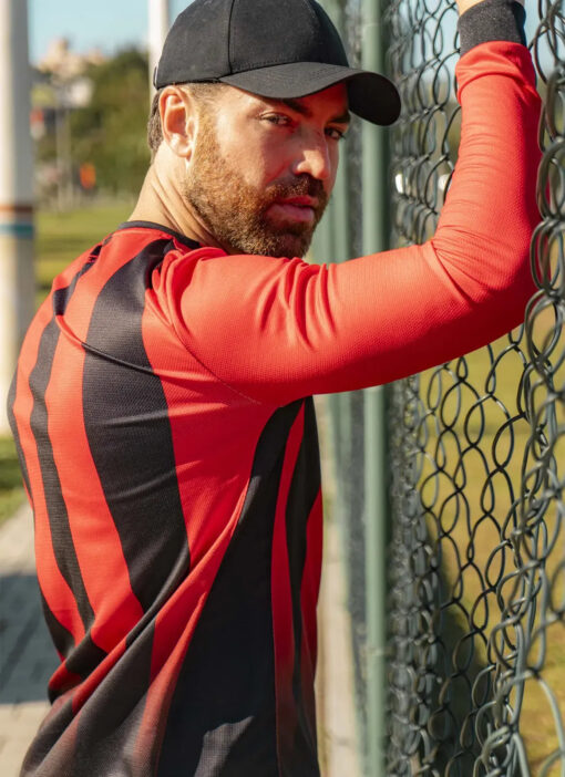 Camisa Jogo 1 Manga Longa Vitória Vermelha e Preta Masculina Volt - Image 4